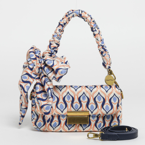BORSA A MANO TRAPUNTATA IN FANTASIA - ARANCIO/BLU 