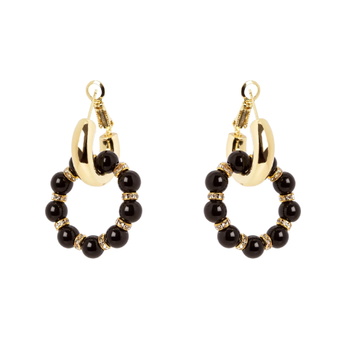 Orecchini a cerchio pendente Drusilla - Nero