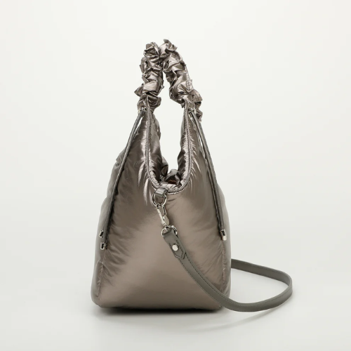 BORSA A SPALLA IN NYLON CON MANICO ARRICCIATO CANNA DI FUCILE 