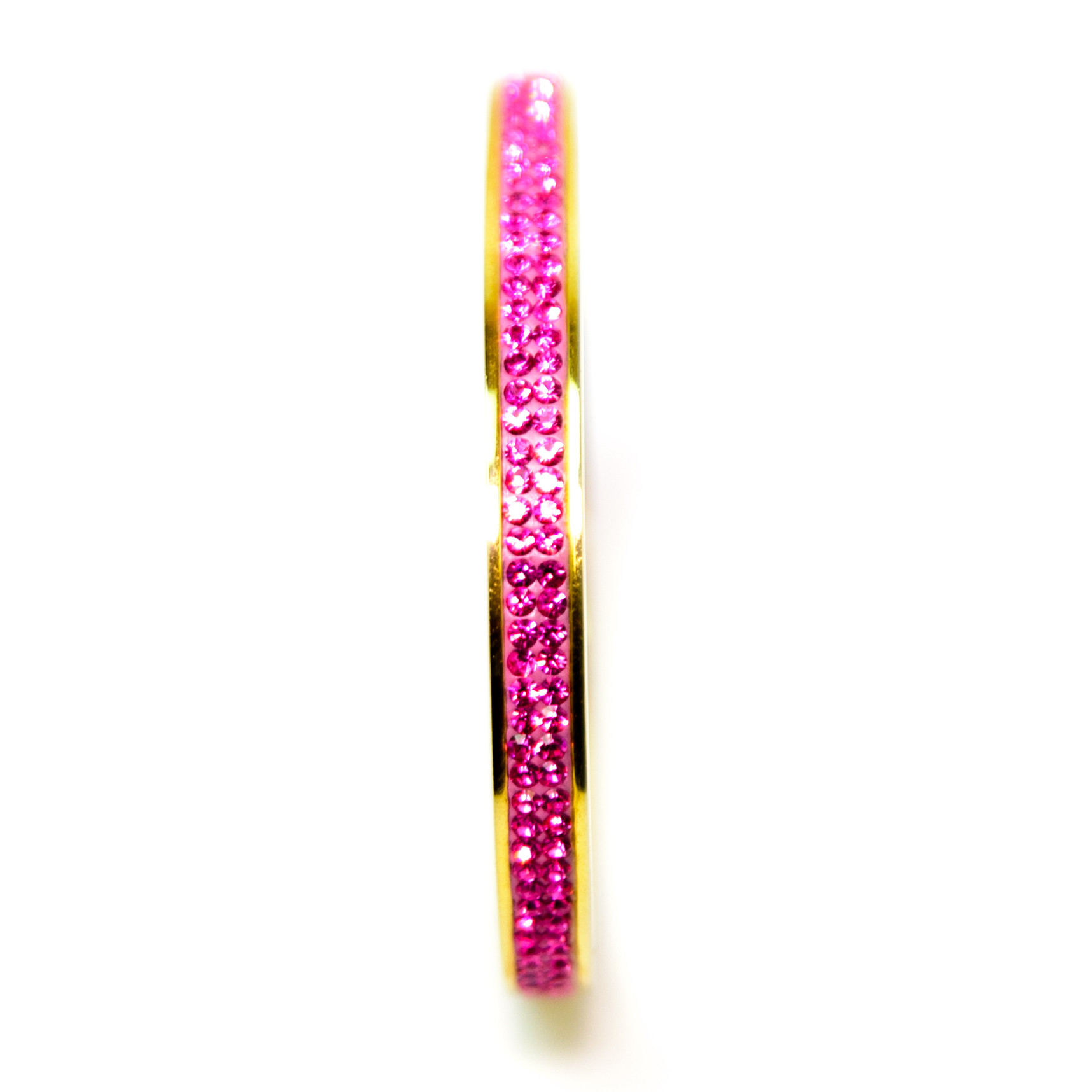 BRACCIALE RIGIDO DORATO CON una ASCIA DI STRASS ROSA ART. B000540