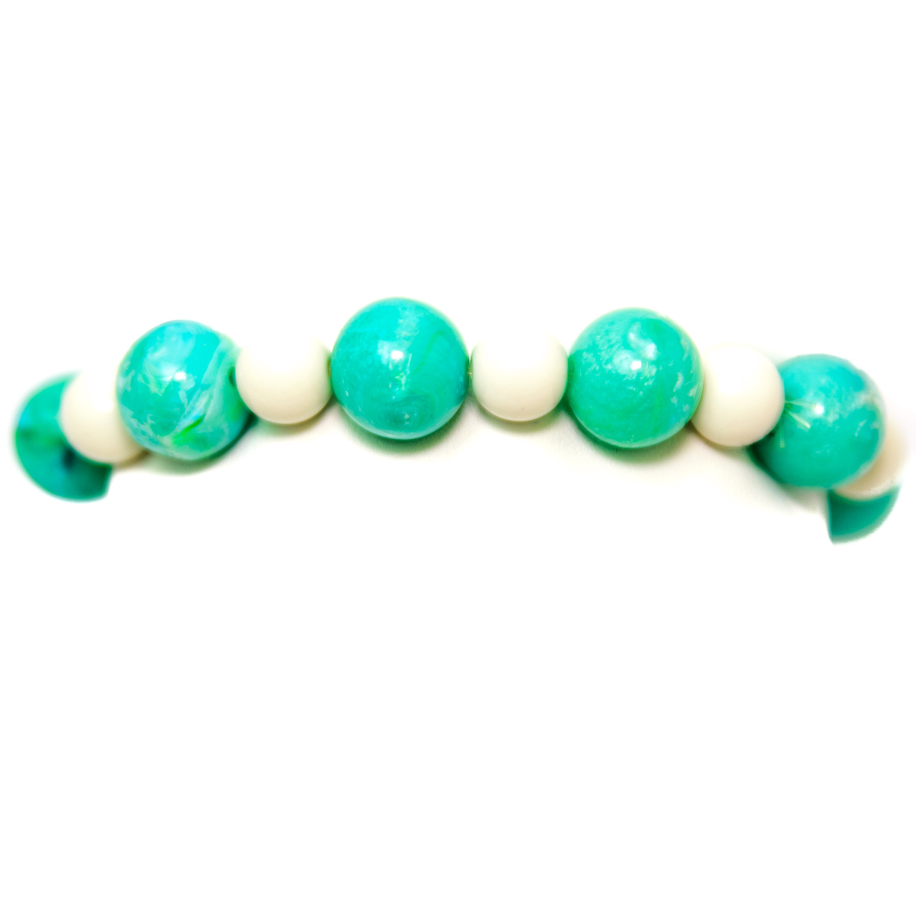 BRACCIALE ELASTICO SFERE BIANCHE E verde acqua ART. B000573