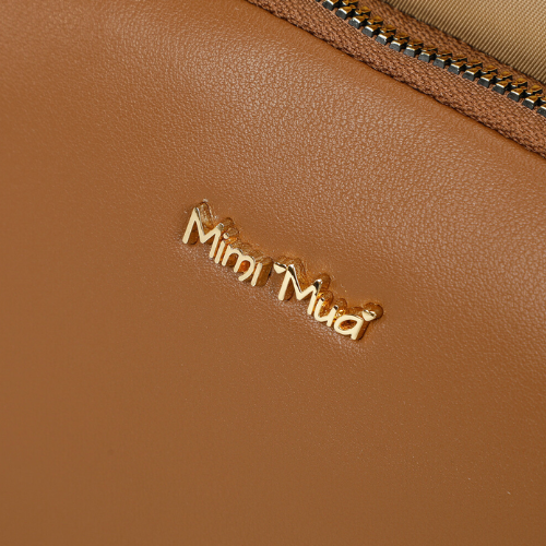 BORSA A SACCA IN NYLON CON DETTAGLI IN PU BEIGE