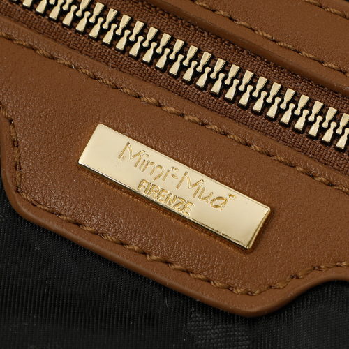 BORSA A SACCA IN NYLON CON DETTAGLI IN PU BEIGE