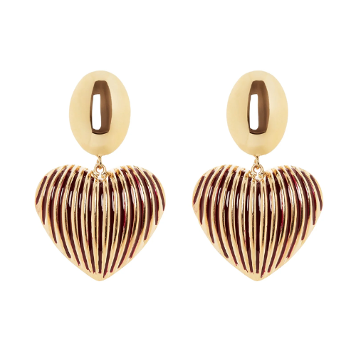 Orecchini ovale e cuore Malena - Rosso