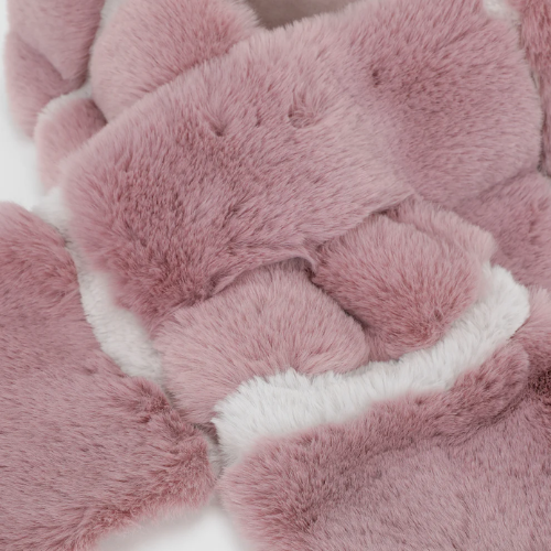 GIROCOLLO EFFETTO PELLICCIA CON STRISCE ALTERNATE ROSA