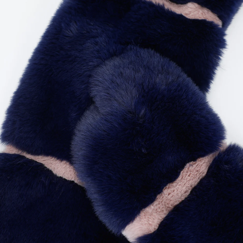 GIROCOLLO EFFETTO PELLICCIA CON STRISCE ALTERNATE BLU
