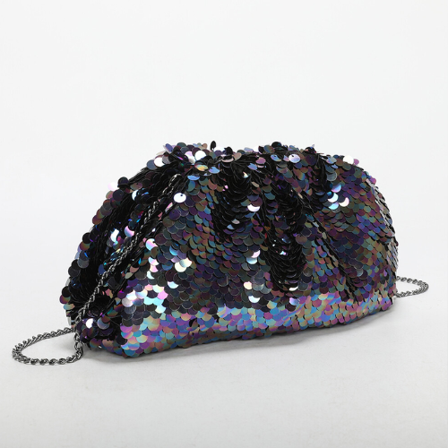 BORSA CLUTCH CON PAILLETTES VIOLA