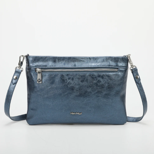 BORSA A BUSTA EFFETTO LAMINATO BLU