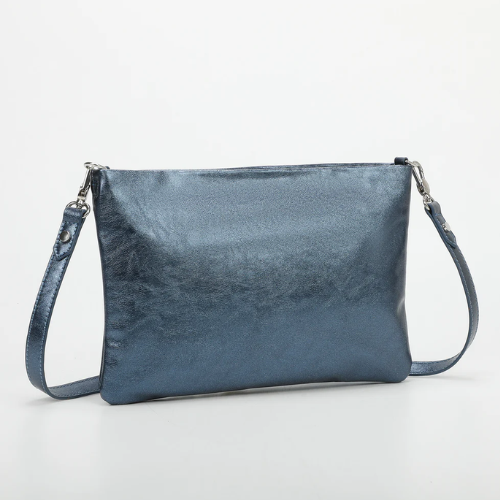 BORSA A BUSTA EFFETTO LAMINATO BLU