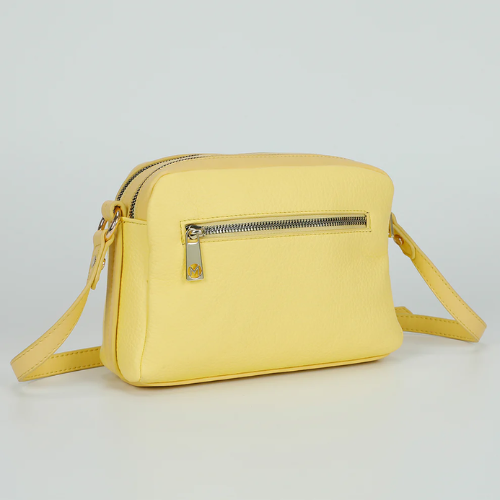 BORSA A TRACOLLA CON PATTA LISCIA GIALLO CHIARO 