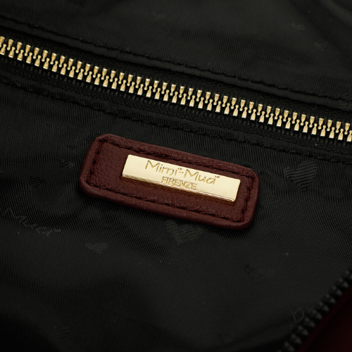 BORSA A TRACOLLA IN NYLON CON DETTAGLI IN PU BURGUNDY
