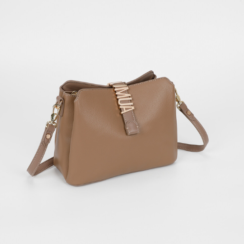 BORSA A TRACOLLA CON LETTERE MIMI-MUA TAUPE
