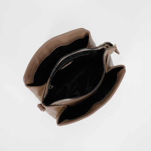BORSA A TRACOLLA CON LETTERE MIMI-MUA TAUPE