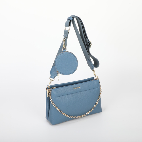 BORSA A TRACOLLA CON DETTAGLIO APPESO BLU