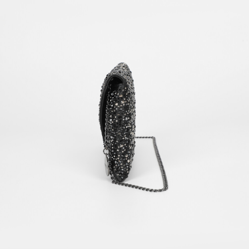BORSA POCHETTE CON STRASS NERO