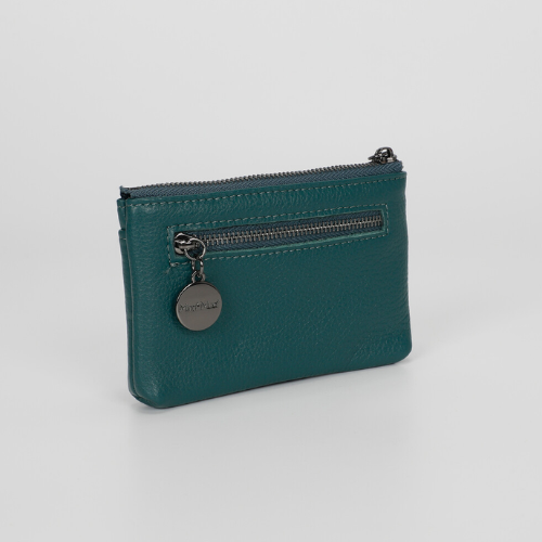 PORTAMONETE IN PELLE CON ZIP BLU OTTANIO