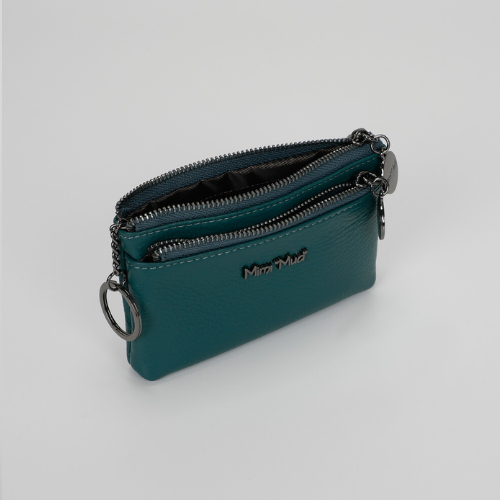 PORTAMONETE IN PELLE CON ZIP BLU OTTANIO