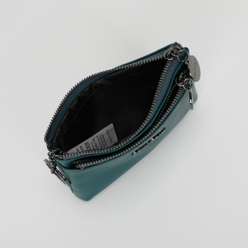 PORTAMONETE IN PELLE CON ZIP BLU OTTANIO