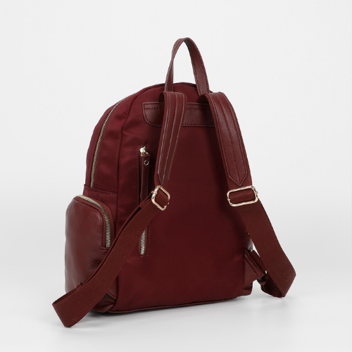 ZAINO IN NYLON CON DETTAGLI IN PU BURGUNDY