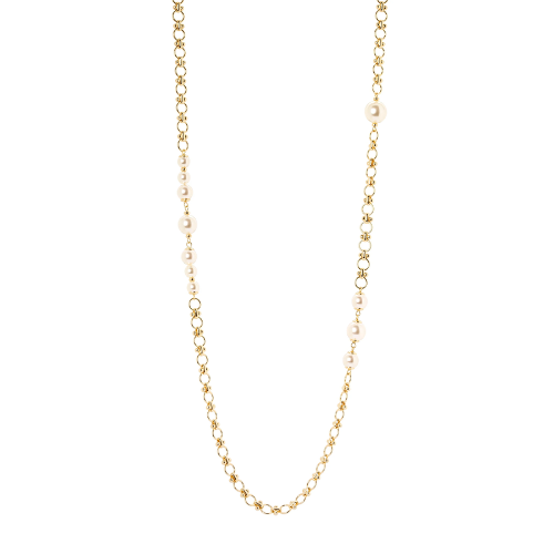 Collana lunga catena e perle Ninive - Oro