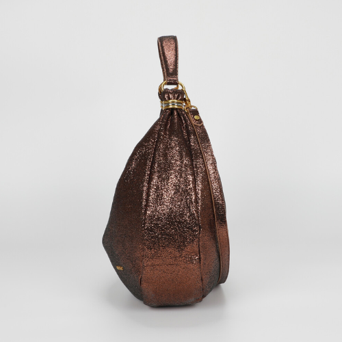 BORSA A SPALLA GRANDE CON ANELLI AI MANICI BRONZO