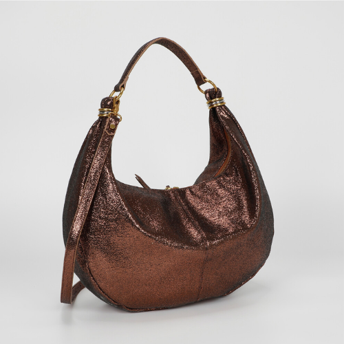 BORSA A SPALLA GRANDE CON ANELLI AI MANICI BRONZO