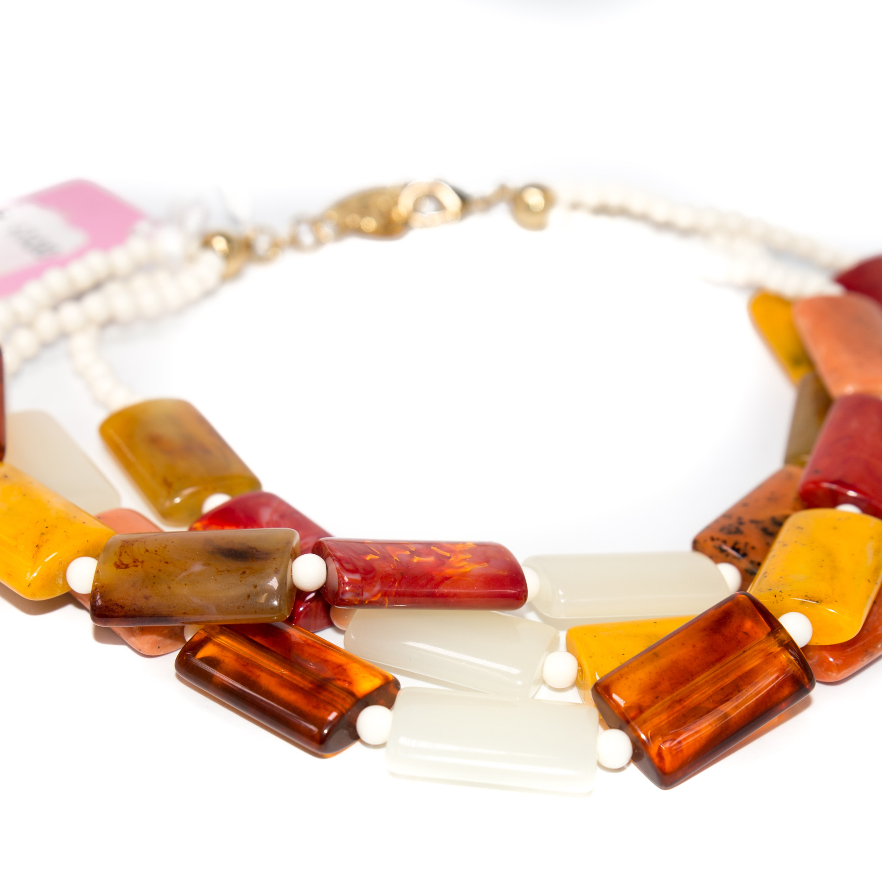 COLLANA GIROCOLLO A 3 FILI CON RETTANGOLI IN RESINA