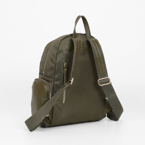 ZAINO IN NYLON CON DETTAGLI IN PU VERDE MILITARE