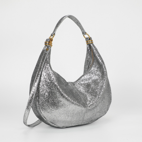 BORSA A SPALLA GRANDE CON ANELLI AI MANICI ARGENTO