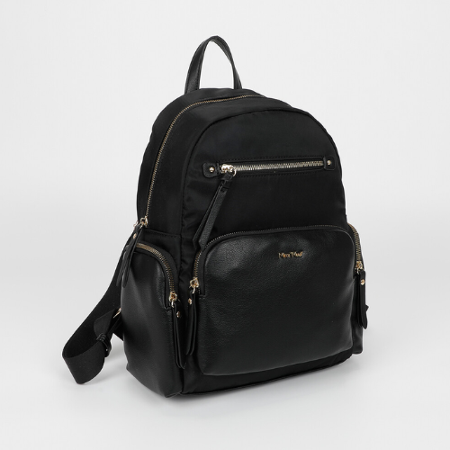 ZAINO IN NYLON CON DETTAGLI IN PU NERO
