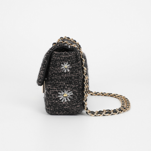 BORSA A TRACOLLA IN TESSUTO NERO