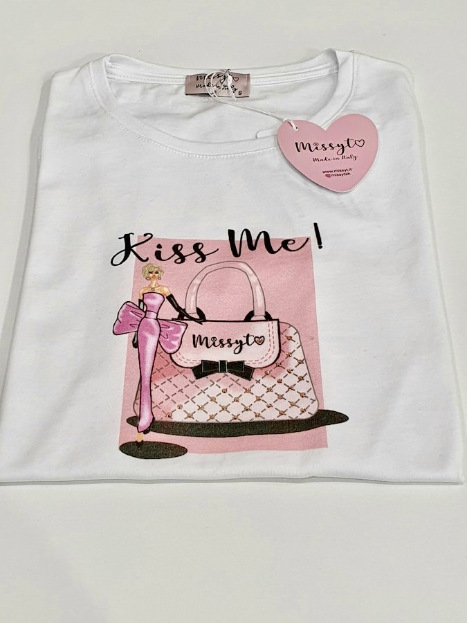 T-SHIRT DONNA FIGURINO CON BORSA KISS ME XL