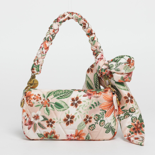 BORSA A MANO TRAPUNTATA IN FANTASIA - PANNA/ARANCIO