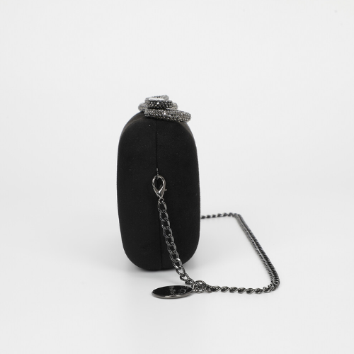 BORSA CLUTCH EFFETTO CAMOSCIO CON CHIUSURA A FIOCCO NERO