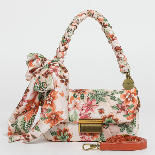 BORSA A MANO TRAPUNTATA IN FANTASIA - PANNA/ARANCIO