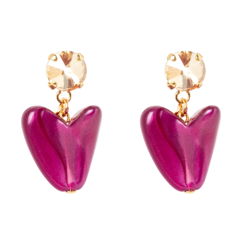 Orecchini cristallo e cuore stilizzato Demetra - Viola