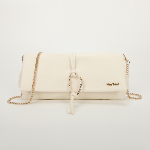 POCHETTE CON ACCESSORIO DORATO BIANCA
