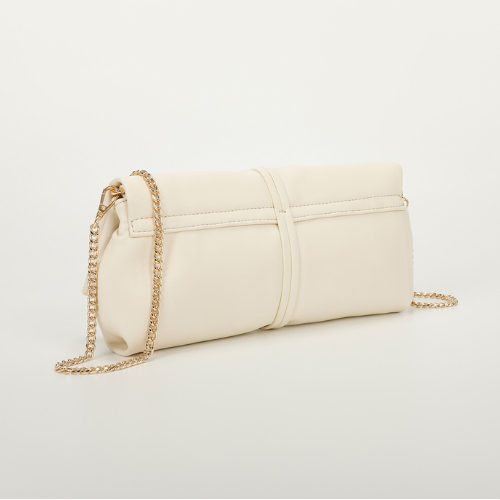 POCHETTE CON ACCESSORIO DORATO BIANCA