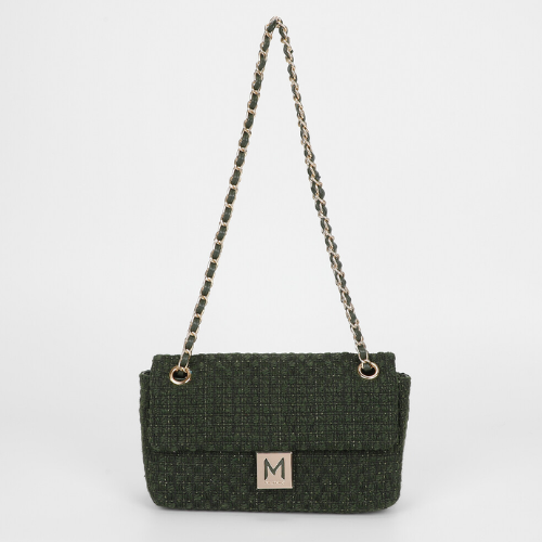 BORSA A TRACOLLA IN TESSUTO VERDE MILITARE