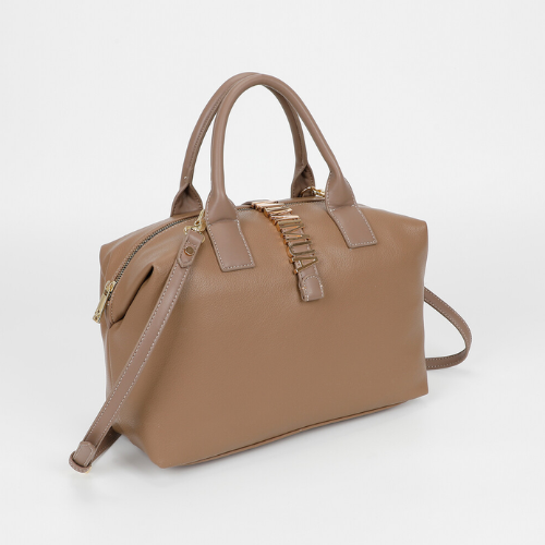 BORSA BAULETTO CON LETTERE MIMI-MUA TAUPE