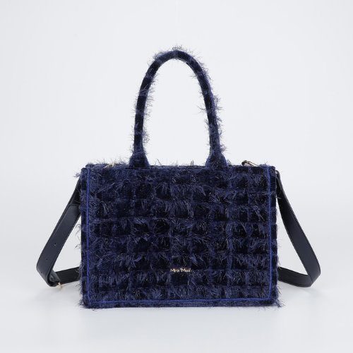 BORSA SHOPPER MEDIA IN TWEED BLU