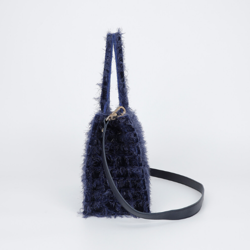 BORSA SHOPPER MEDIA IN TWEED BLU