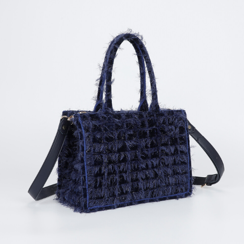 BORSA SHOPPER MEDIA IN TWEED BLU