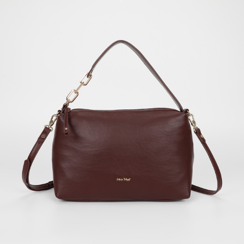 BORSA A SPALLA CON DETTAGLIO OCCHIELLI MOSTO