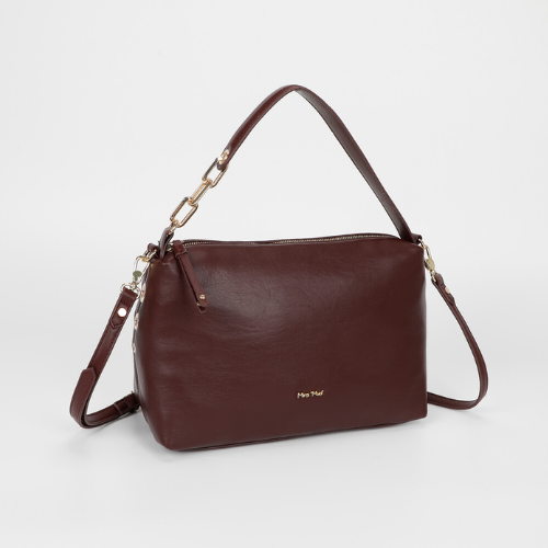 BORSA A SPALLA CON DETTAGLIO OCCHIELLI MOSTO