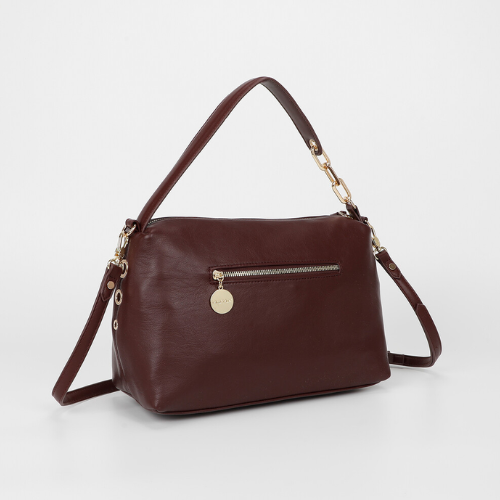 BORSA A SPALLA CON DETTAGLIO OCCHIELLI MOSTO