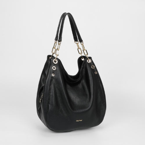 BORSA HOBO CON DETTAGLIO OCCHIELLI NERO