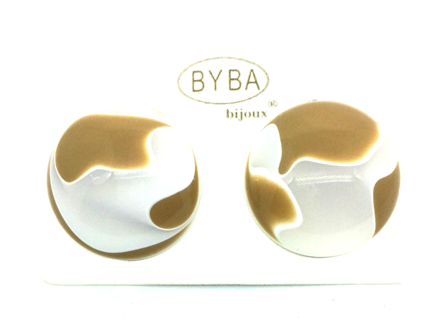 orecchino a clip effetto marmorizzato bianco e beige art. 460644D