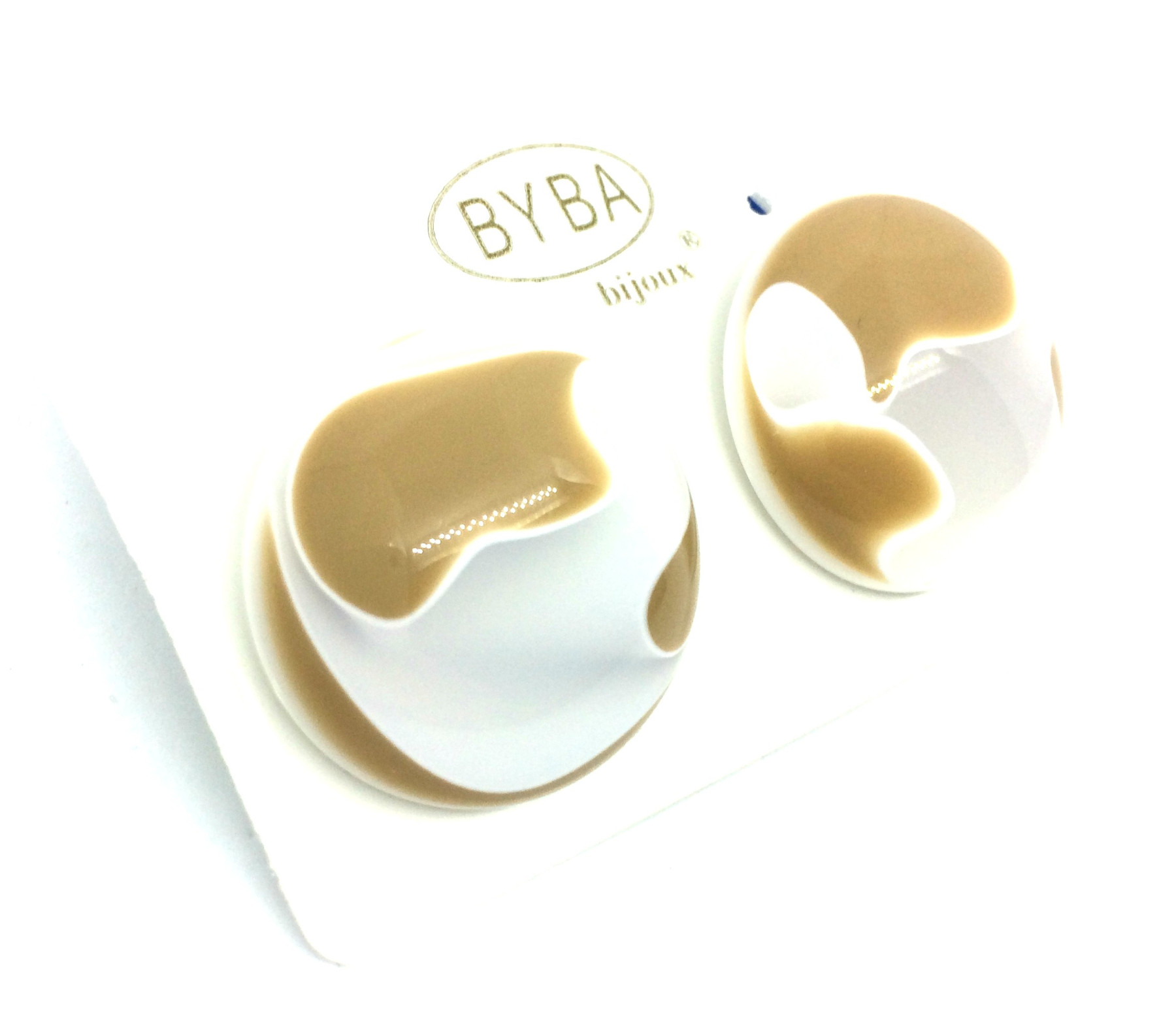 orecchino a clip effetto marmorizzato bianco e beige art. 460644D