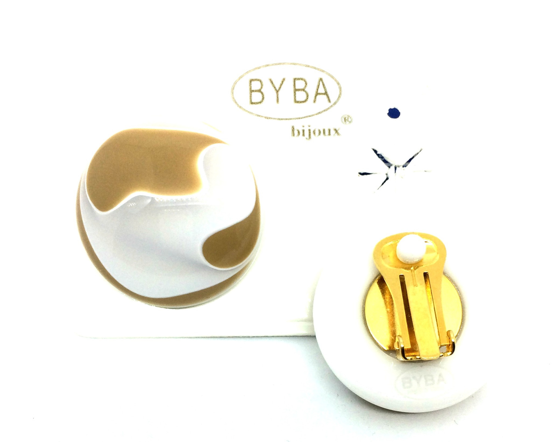 orecchino a clip effetto marmorizzato bianco e beige art. 460644D